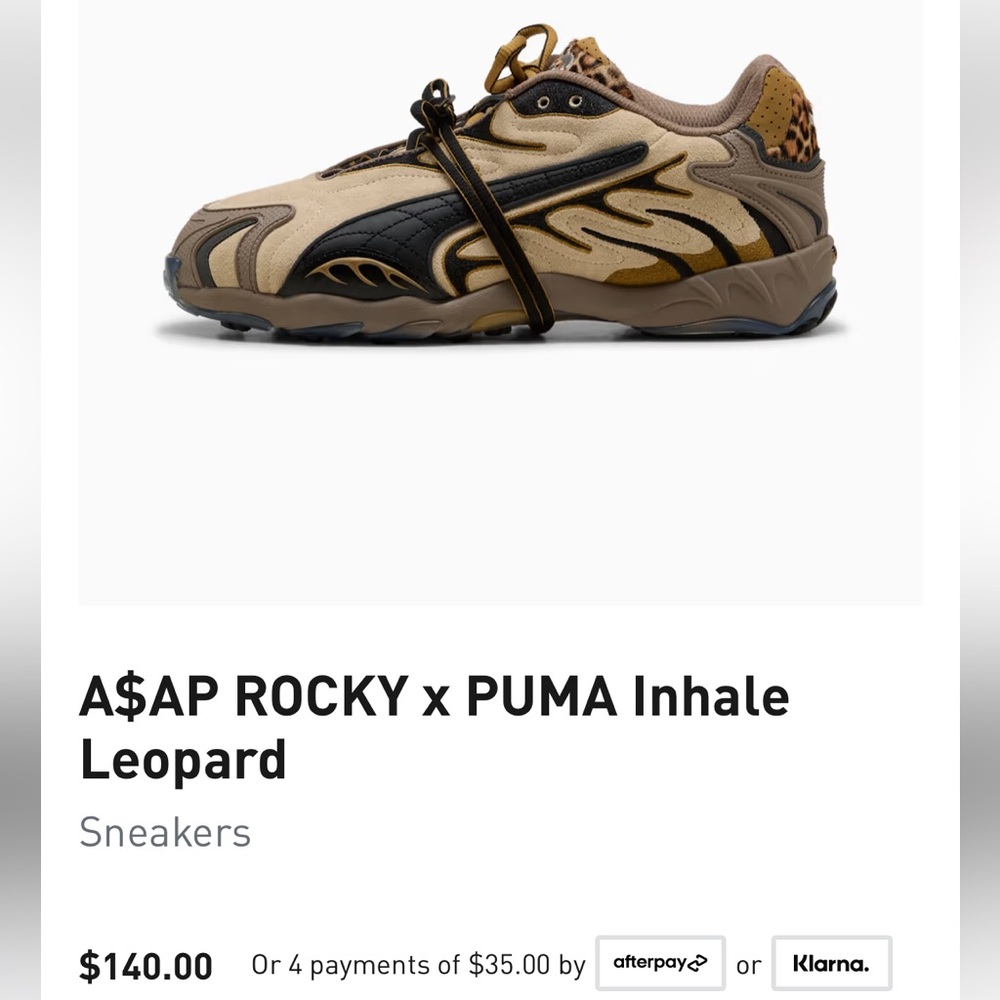 Puma x ASAP ROCKY  Inhale Leopard Sneakers - Black and Tan LIMIYIED